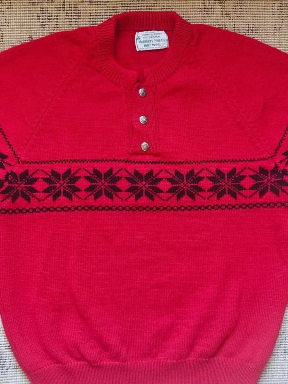 Moriarty Sweaters Made in Vermont Red and Black 100% Wool Sweater